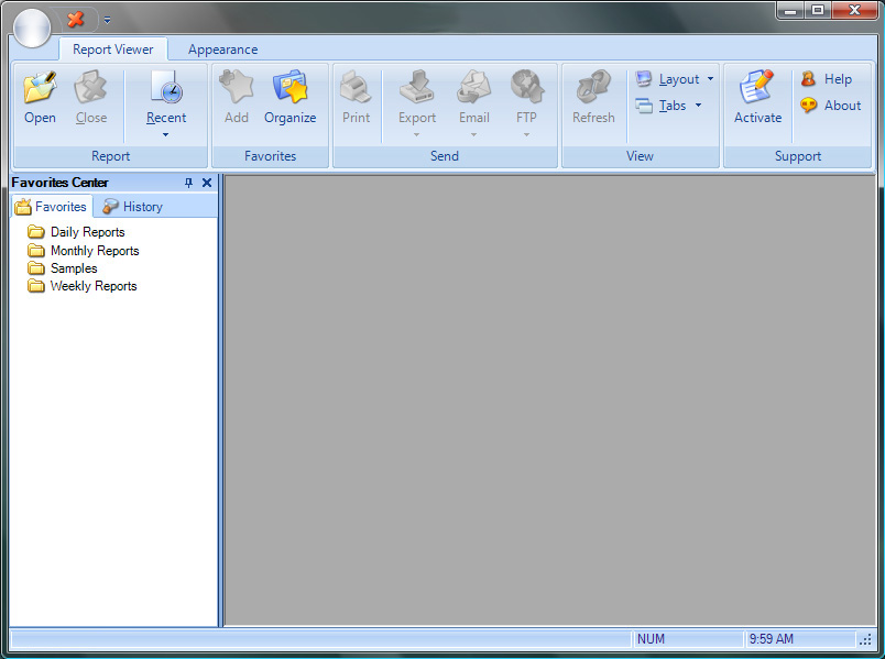 ViewerFX main report viewer interface