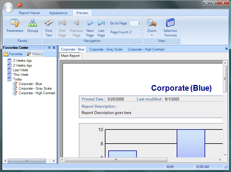 Bookmarked reports for quick access